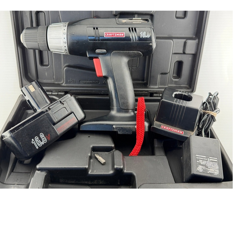 Craftsman 3/8 Drill Driver VSR Kit: 16.8V Cordless Drill, Battery Charger & Case